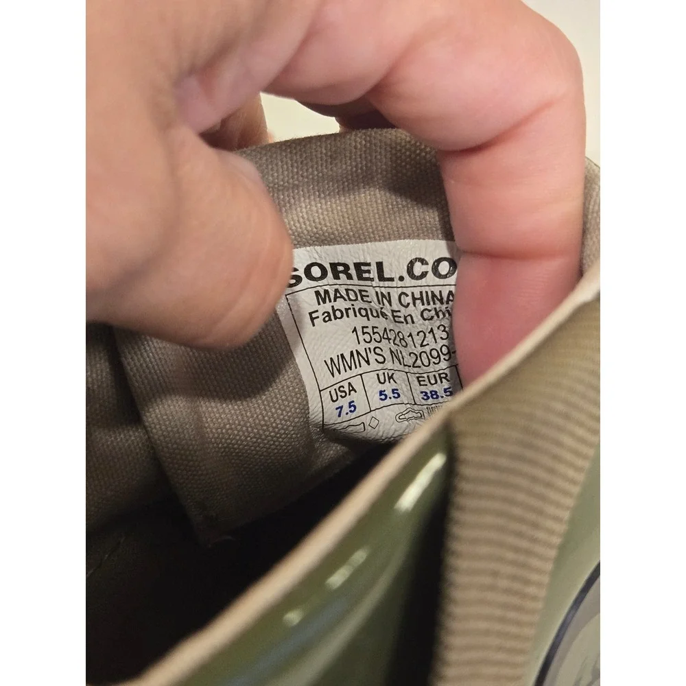 Sorel Out N About Rain Boots Waterproof Olive Green Orange  Womens 7.5